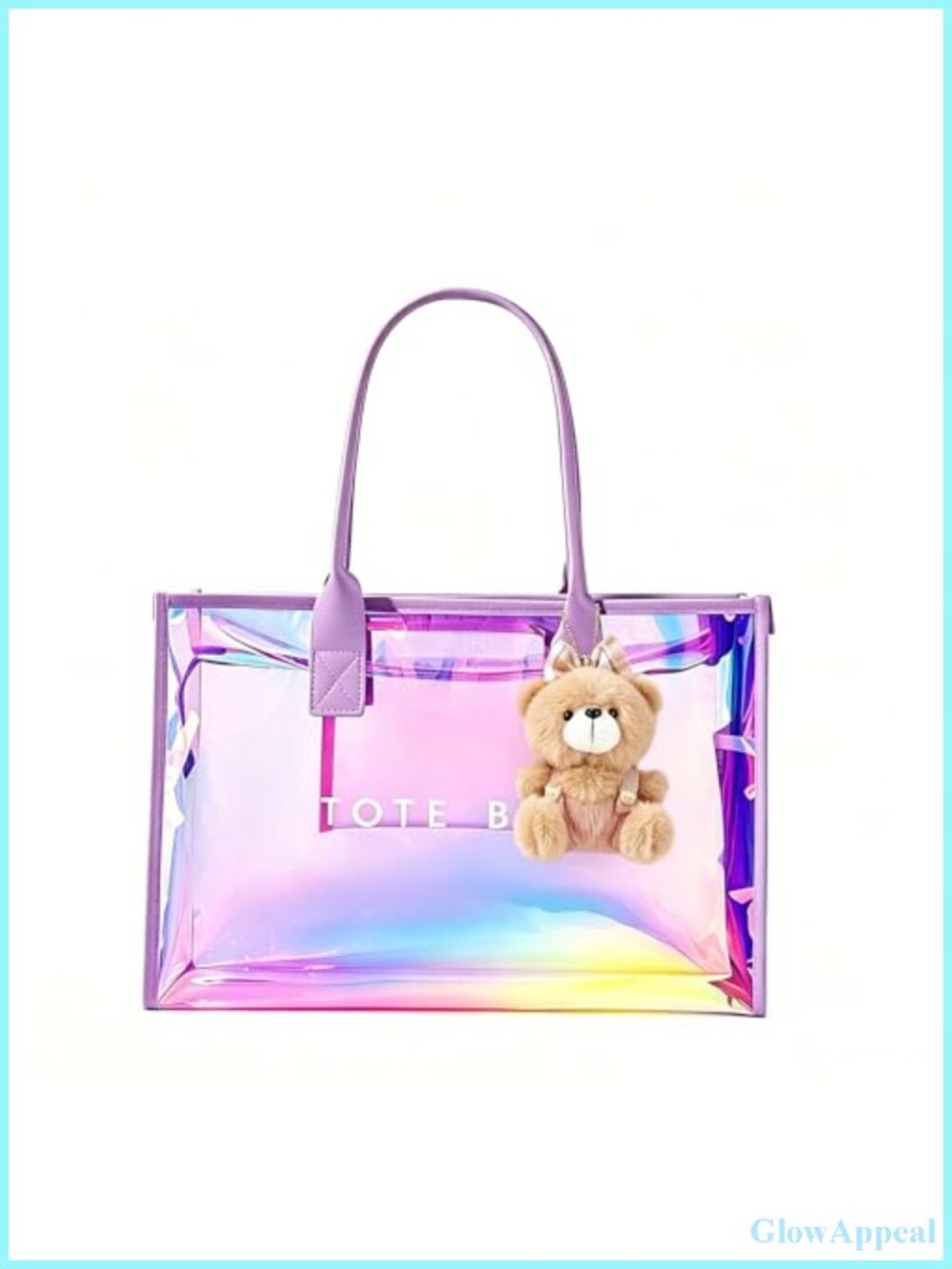 PVC Tote Bag for Women Large Shoulder Purse Handbag Beach Pool Bag with Zipper